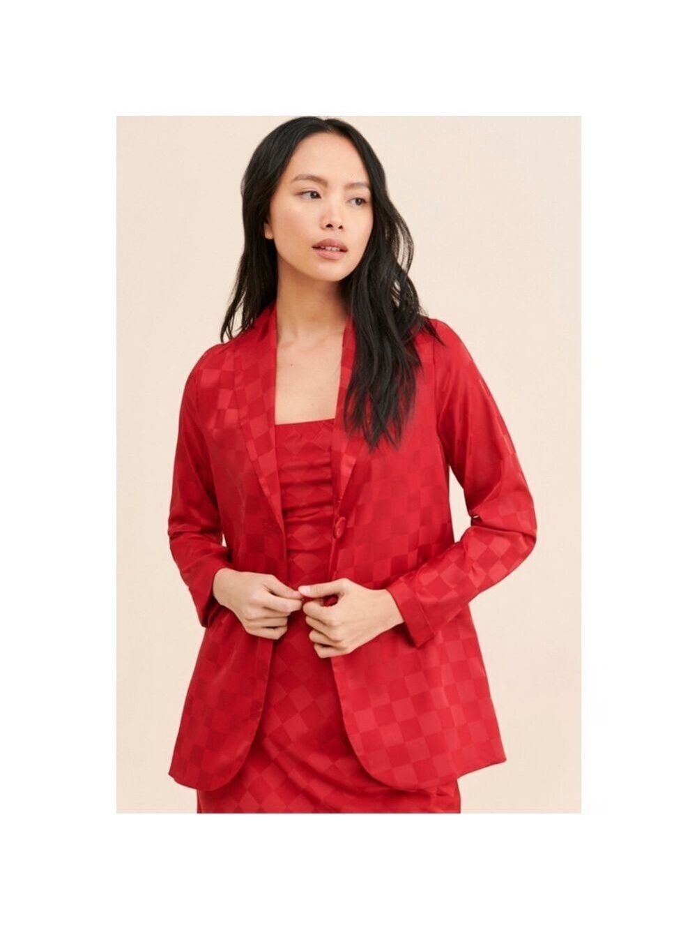 Women's Show Me Your Mumu Red Checkered Blazer XS